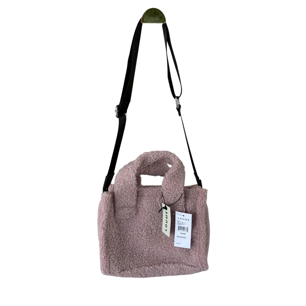 Loume Crossbody Tote Bag Womens OS Rose Pink NEW Sherpa Fleece HBLO-322-0003-78